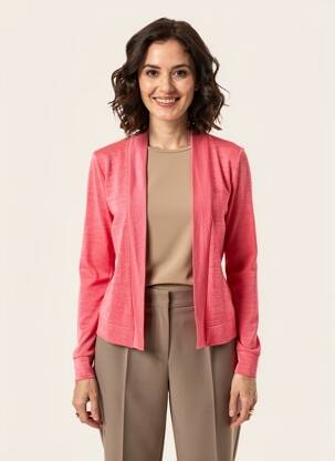 Gilet manches longues rose MORE & MORE femme