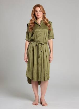 Robe mi-longue vert NUMPH femme