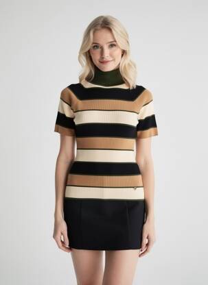 Pull col roulé marron AMELIE & AMELIE femme