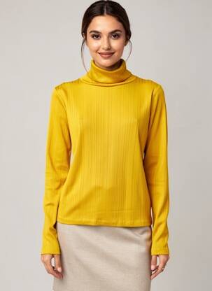 Pull col roulé jaune YUGEN femme