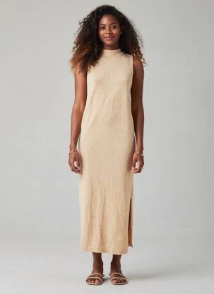 Robe longue marron MANGO femme