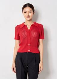 Gilet manches courtes rouge MANGO femme