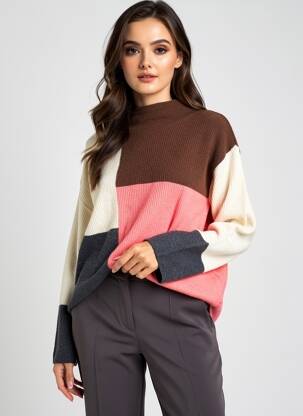 Pull col roulé multicolore TOM TAILOR femme