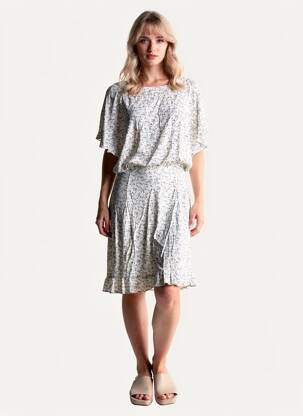 Robe mi-longue beige NAF NAF femme