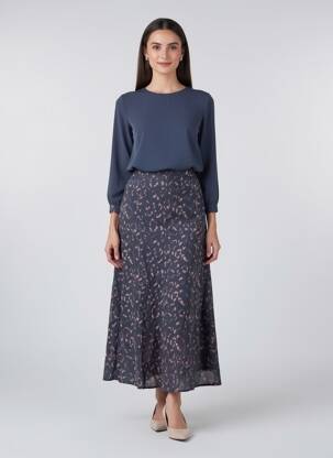 Jupe longue bleu BELLITA femme