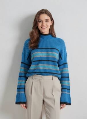 Pull col roulé bleu VILA femme