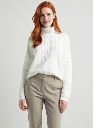 Pull col roulé blanc GUESS femme