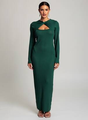Robe longue vert MORGAN femme