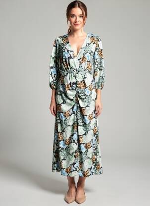 Robe mi-longue vert OBJECT femme