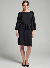 Robe mi-longue manches longues manches longues noir VILA femme