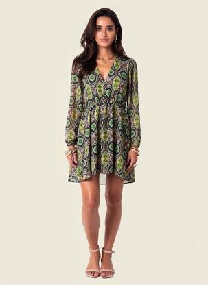 Robe courte vert MANGO femme