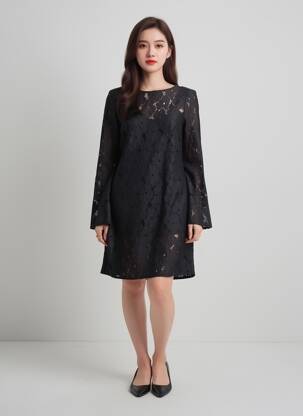 Robe courte col rond noir VERO MODA femme