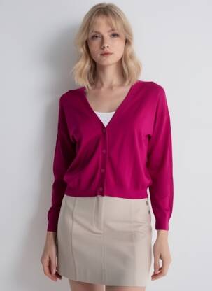 Gilet manches longues rose MANGO femme