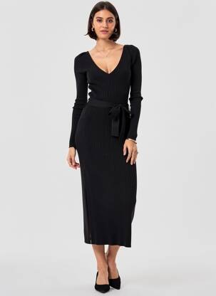 Robe longue noir MANGO femme