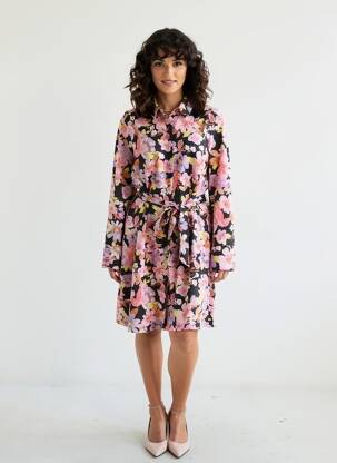 Robe mi-longue col rond rose VERO MODA femme