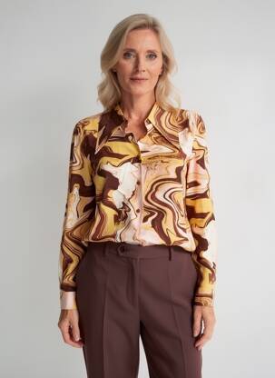 Chemisier manches longues manches longues marron ONLY femme