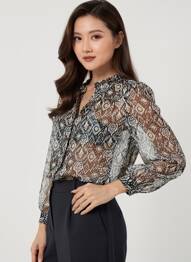 Chemisier coupe droite manches longues noir ONLY femme