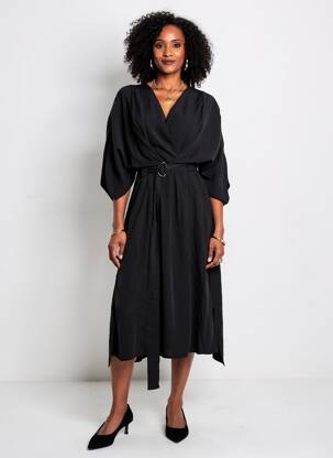 Robe mi-longue noir YUGEN femme