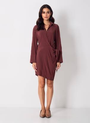 Robe courte marron MANGO femme