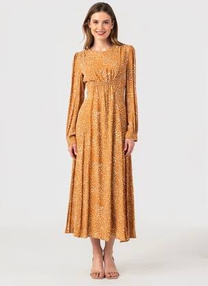 Robe longue orange MANGO femme