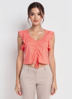 T-shirt coupe droite sans manche rouge ONLY femme