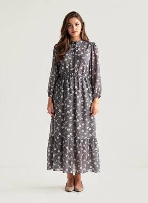 Robe longue col v bleu ONLY femme