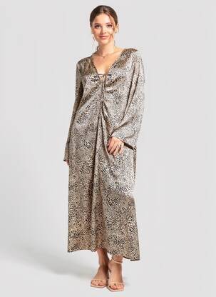 Robe longue beige MANGO femme