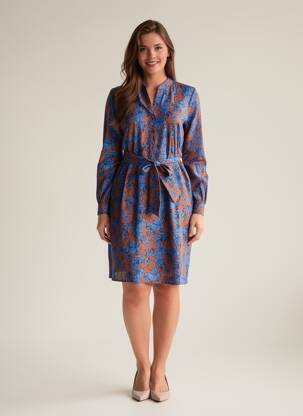 Robe mi-longue manches longues manches longues bleu JACQUELINE DE YONG femme