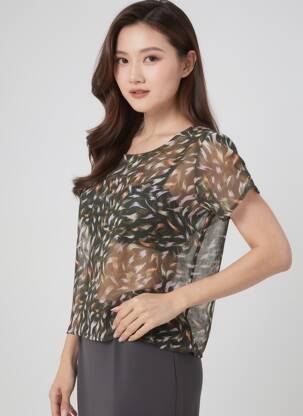 T-shirt col rond vert ONLY femme