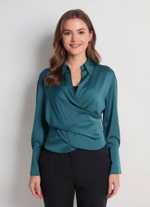 Gilet cache-cœur vert MANGO femme