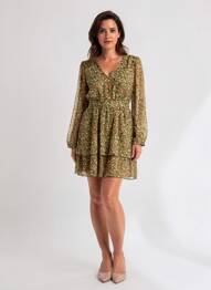 Robe mi-longue manches longues manches longues vert ONLY femme
