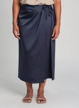 Jupe mi-longue bleu MANGO femme