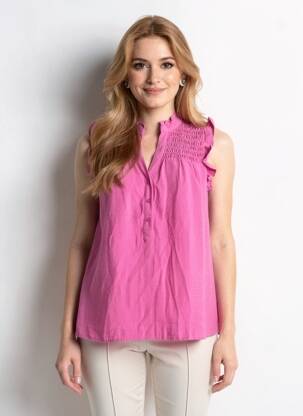 Blouse col v sans manche rose CARMAKOMA femme