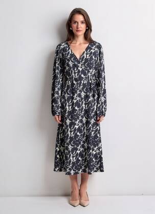 Robe longue manches longues manches longues bleu VILA femme