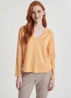 T-shirt orange MANGO femme