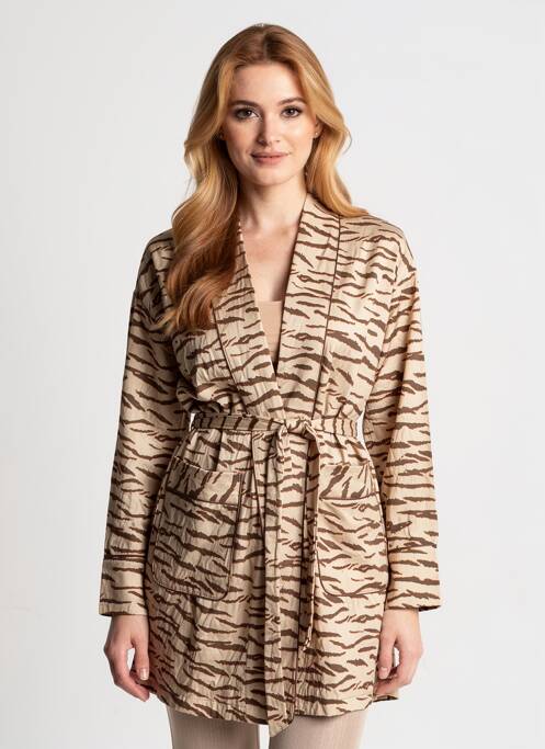 Gilet manches longues marron NOOR BY NORA GHARIB femme