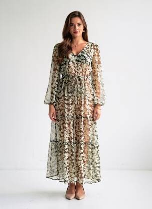 Robe longue noir MANGO femme