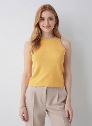 Débardeur col dos nu sans manche orange VERO MODA femme