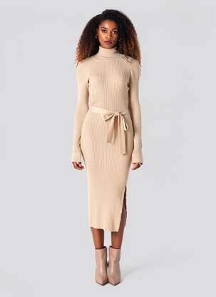 Robe pull beige MANGO femme