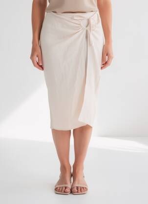 Jupe mi-longue taille haute beige VERO MODA femme