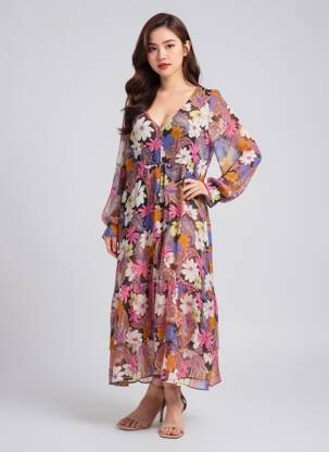 Robe longue rose NAF NAF femme