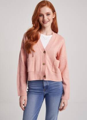 Gilet manches longues rose MANGO femme