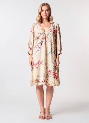 Robe mi-longue manches longues manches longues beige JACQUELINE DE YONG femme