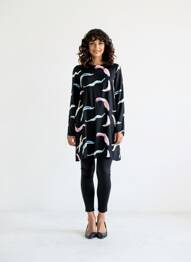 Robe mi-longue col rond noir VERO MODA femme