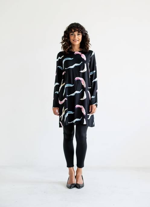 Robe mi-longue col rond noir VERO MODA femme