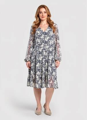 Robe mi-longue bleu ZABAIONE femme