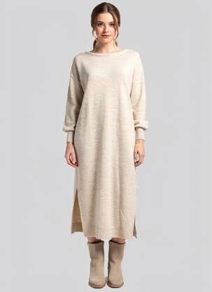 Robe pull manches longues manches longues beige VERO MODA femme