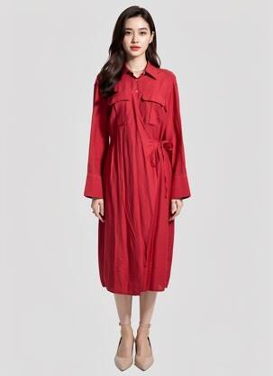 Robe mi-longue rouge MANGO femme