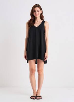Robe courte sans manche sans manche noir JACQUELINE DE YONG femme