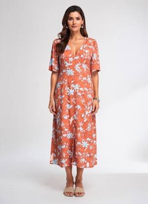 Robe courte orange ESPRIT femme